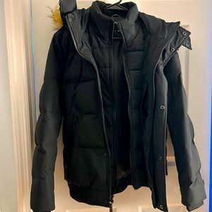 NWOT black Marc New York Andrew Marc warm down jacket with removable fur hood